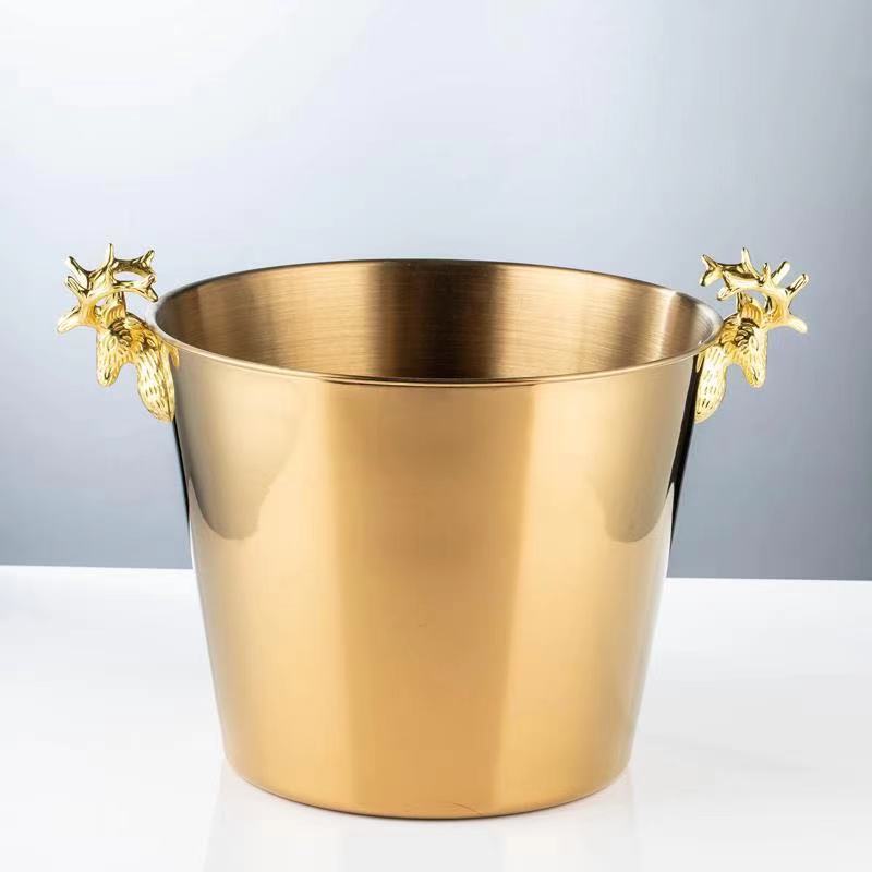 Deer Head Ice Bucket European-Style High-End Champagne Bucket Stainless Steel Ice Wine Bucket