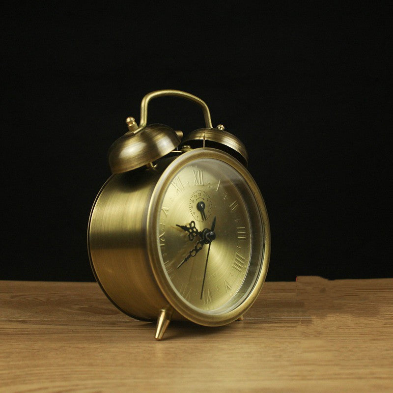 Retro Brushed Vintage Mechanical Clockwork Alarm Clock