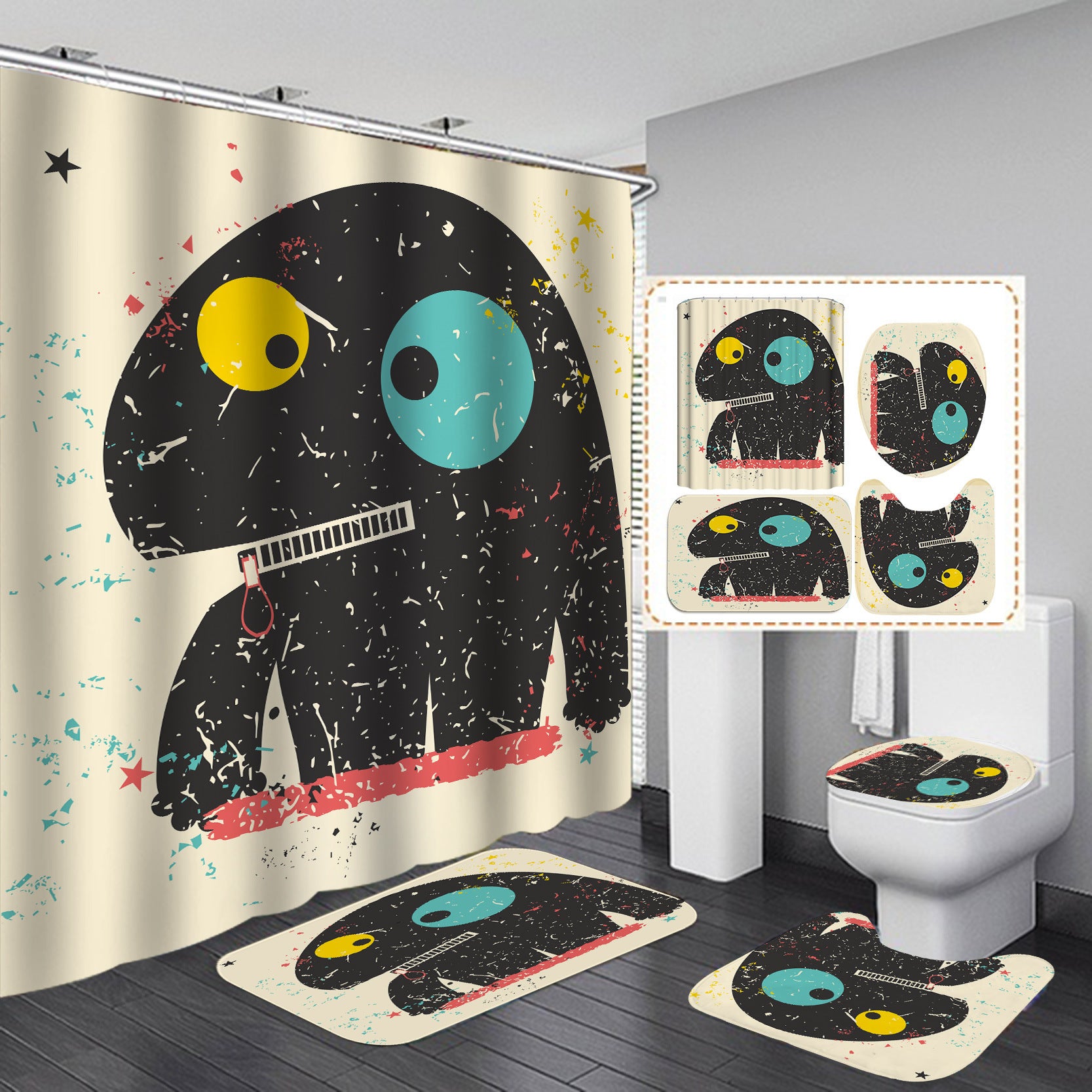 Printed Waterproof Polyester Bathroom Shower Curtain