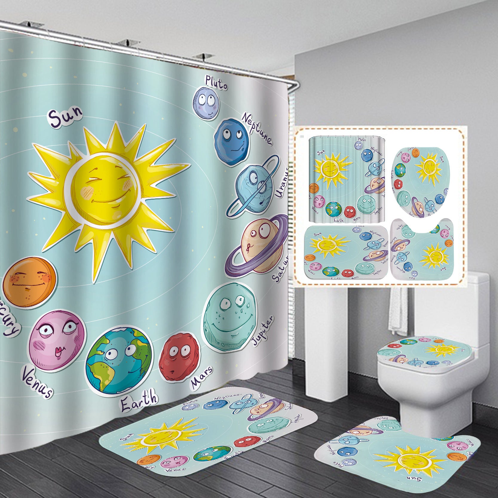 Printed Waterproof Polyester Bathroom Shower Curtain
