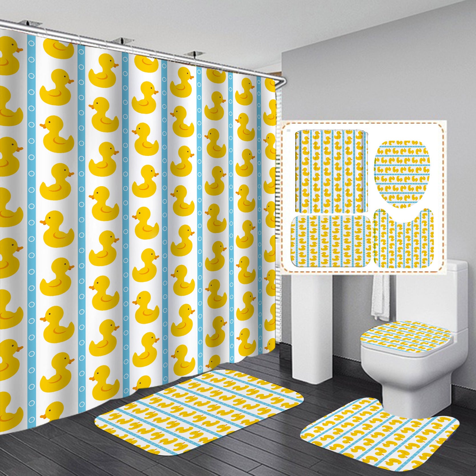 Printed Waterproof Polyester Bathroom Shower Curtain