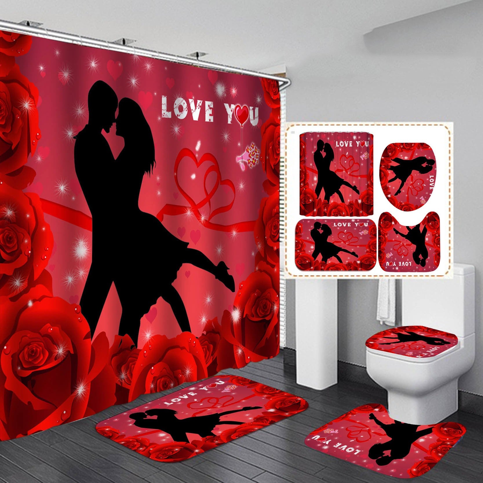 Digital Printing Waterproof Polyester Bathroom Toilet Shower Curtain