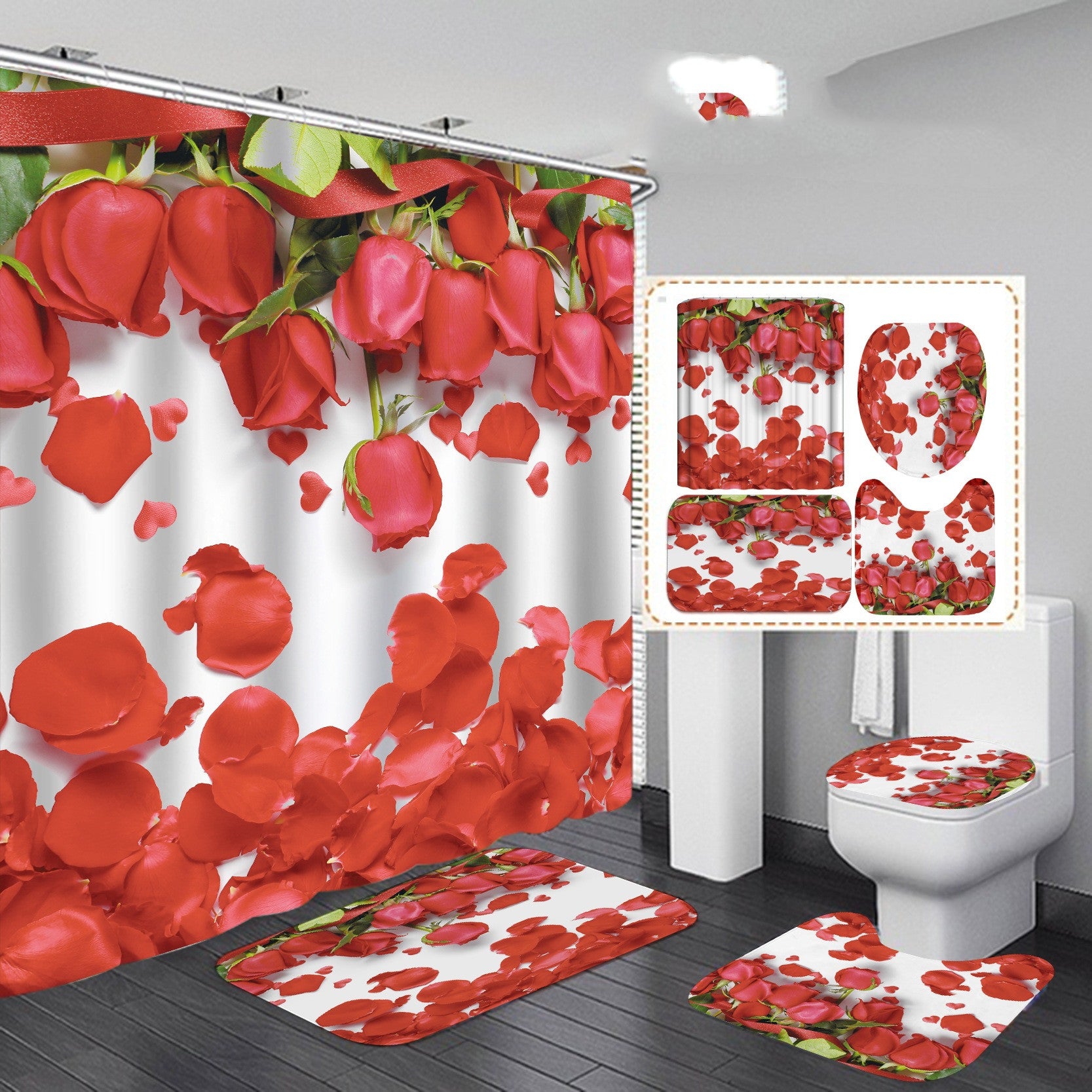 Digital Printing Waterproof Polyester Bathroom Toilet Shower Curtain