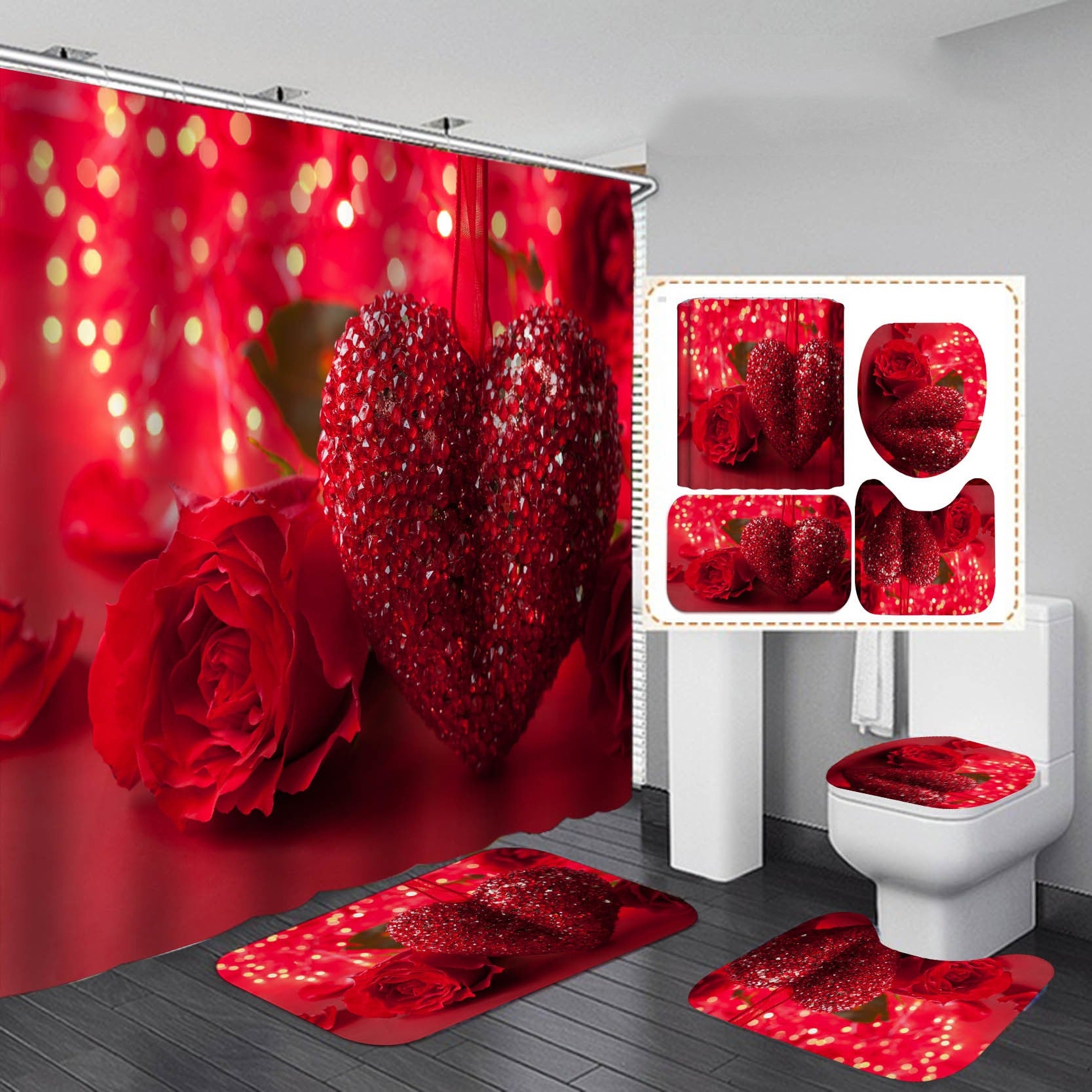Digital Printing Waterproof Polyester Bathroom Toilet Shower Curtain