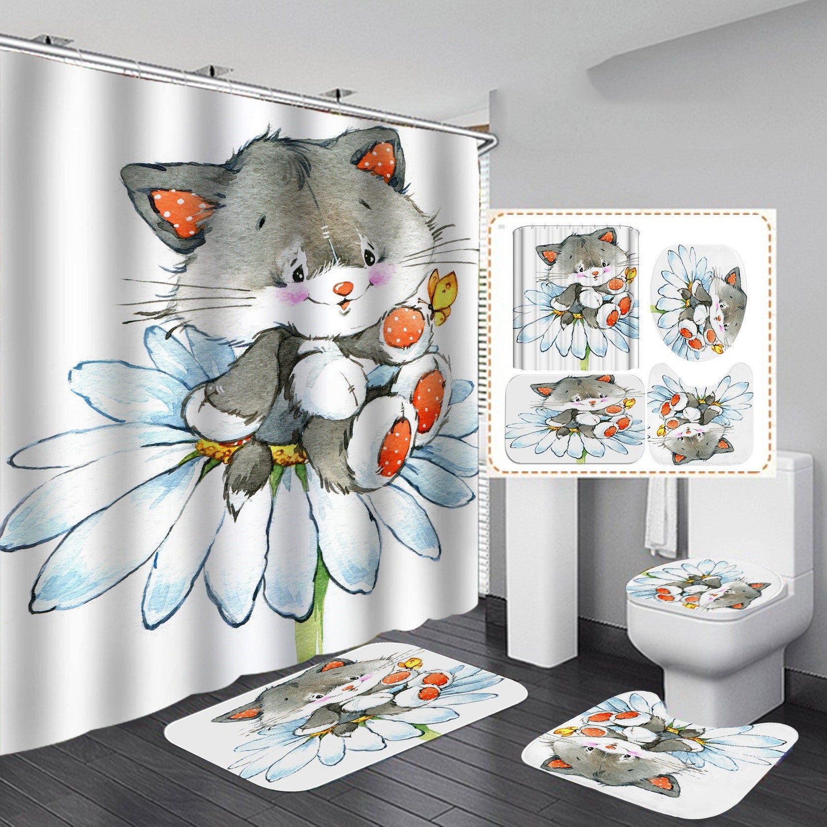 Digital Printing Waterproof Polyester Shower Curtain