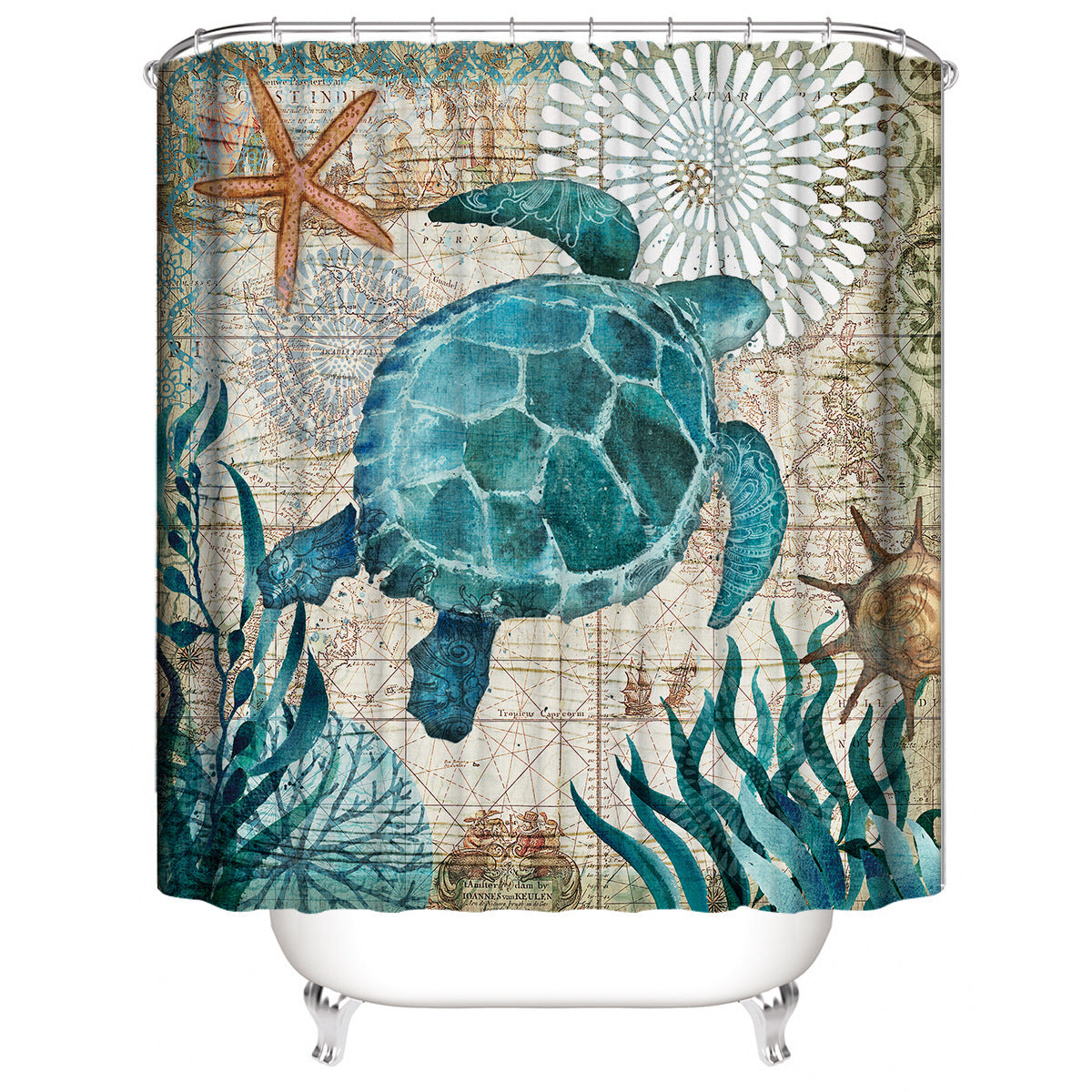 Manufacturers Sell Underwater World Series Waterproof Shower Cloth Digital Printing Bathroom Shower Curtain Four Sets Wholesale
