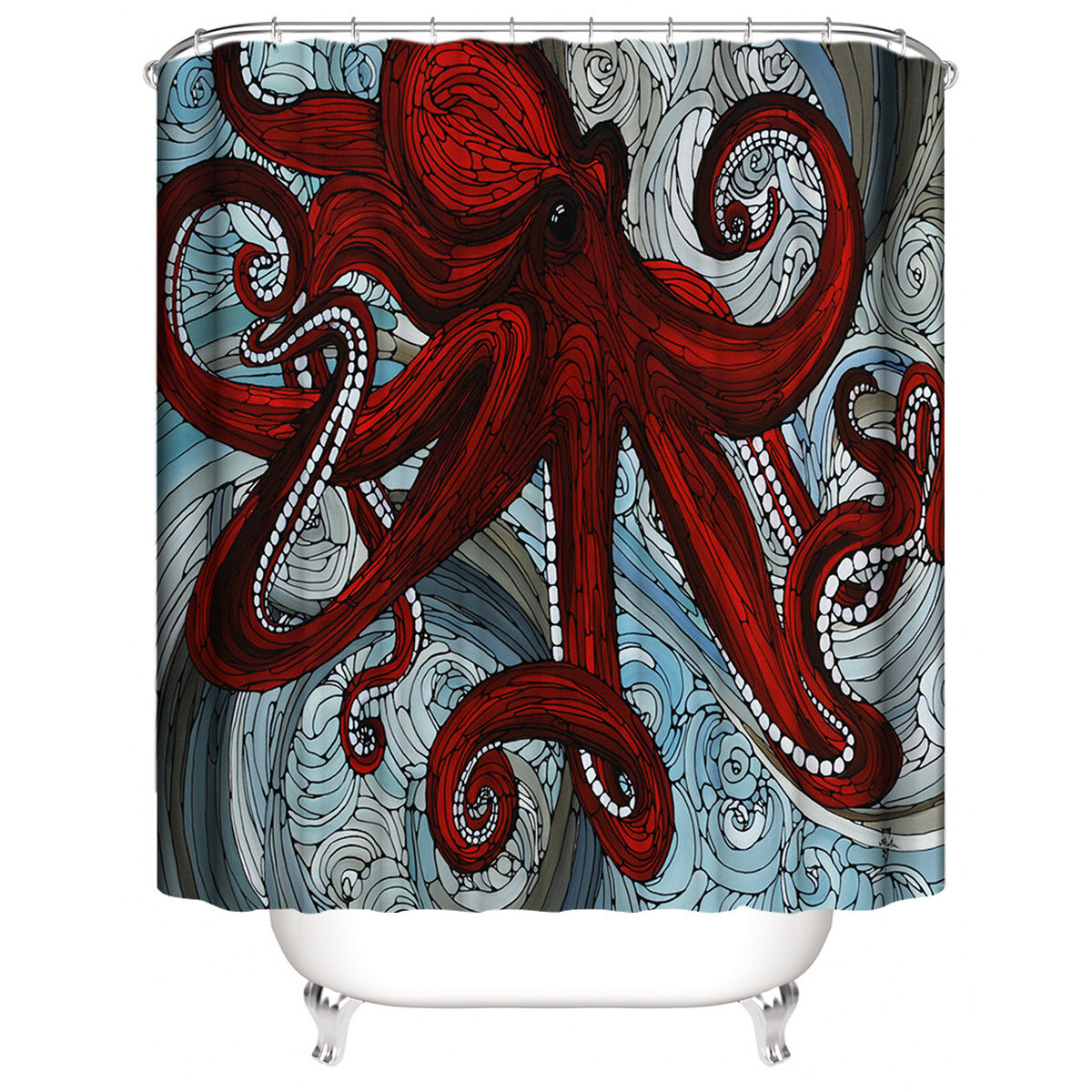Manufacturers Sell Underwater World Series Waterproof Shower Cloth Digital Printing Bathroom Shower Curtain Four Sets Wholesale