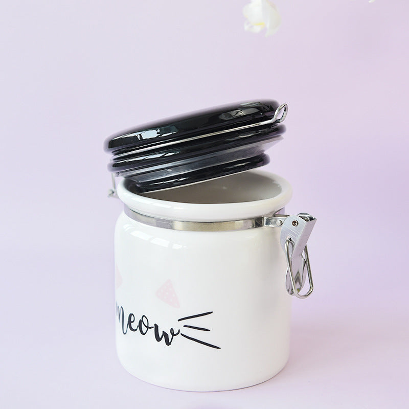 Creative Ceramic Sealed Jar With Buckle Large Storage Jar With Lid