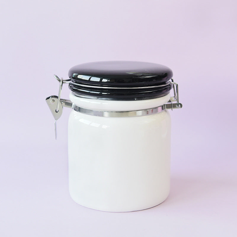 Creative Ceramic Sealed Jar With Buckle Large Storage Jar With Lid