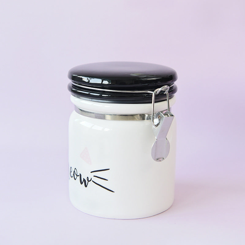 Creative Ceramic Sealed Jar With Buckle Large Storage Jar With Lid