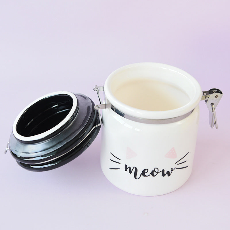 Creative Ceramic Sealed Jar With Buckle Large Storage Jar With Lid