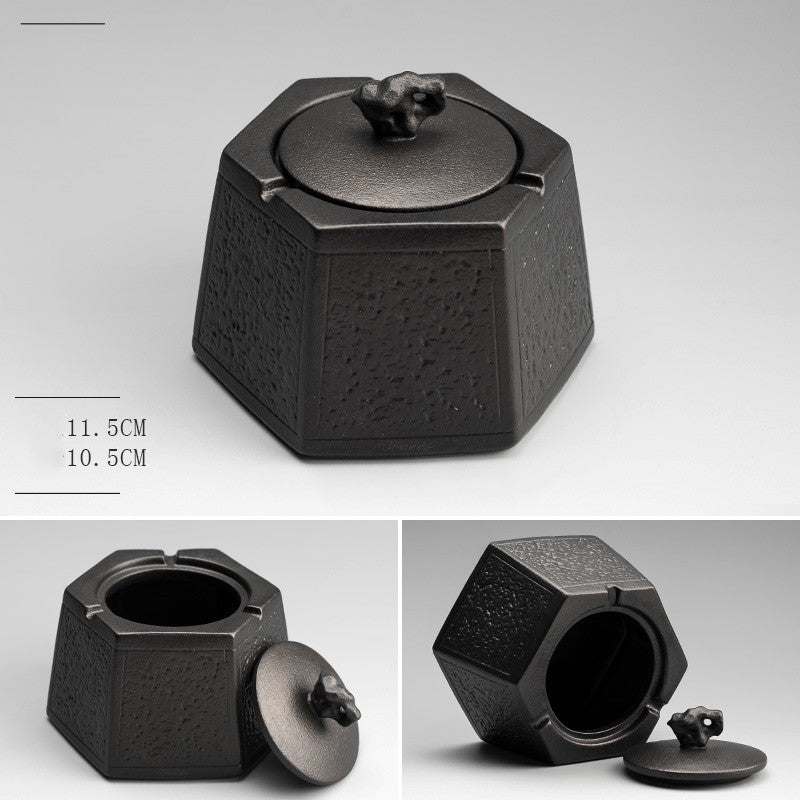 Household Large Ceramic Personality With Cover Anti-fly Ash Car Fashion Trend Ashtray