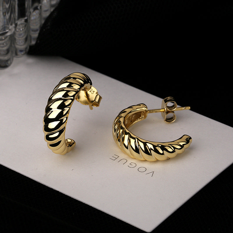 Fashion Metal Thread Twist Croissant Earrings