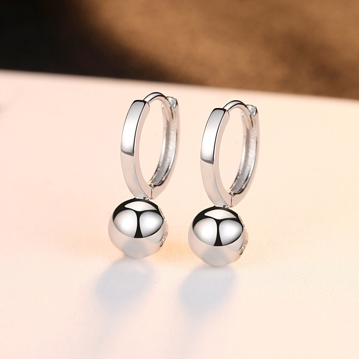 S925 Sterling Silver Earrings Round Beads Ladies Earrings