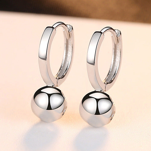 S925 Sterling Silver Earrings Round Beads Ladies Earrings