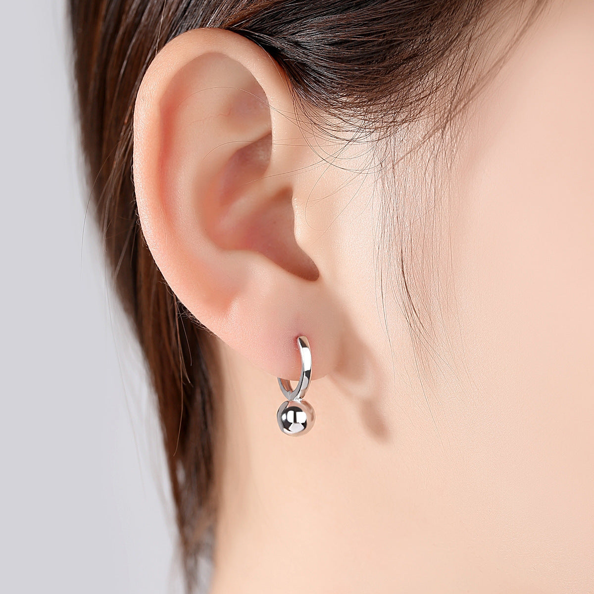 S925 Sterling Silver Earrings Round Beads Ladies Earrings