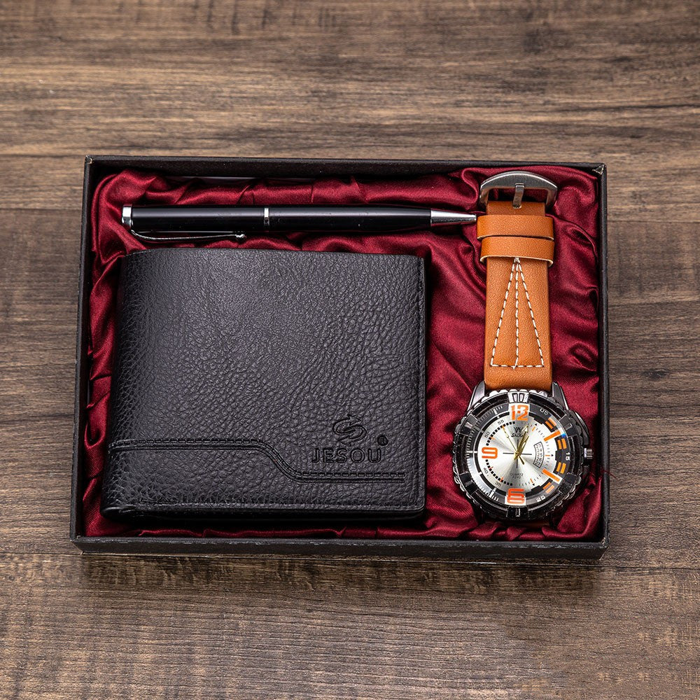 Men's Luxury Watch Gift Set Pen Wallet Quartz Watch