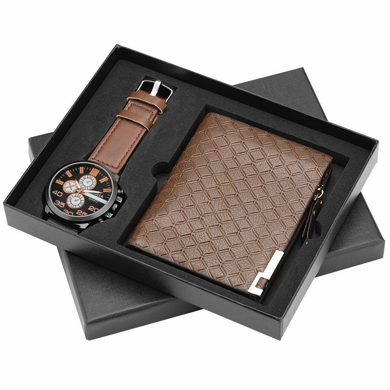 Men's Luxury Watch Gift Set Pen Wallet Quartz Watch