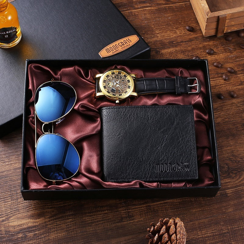 Men's Luxury Watch Gift Set Pen Wallet Quartz Watch