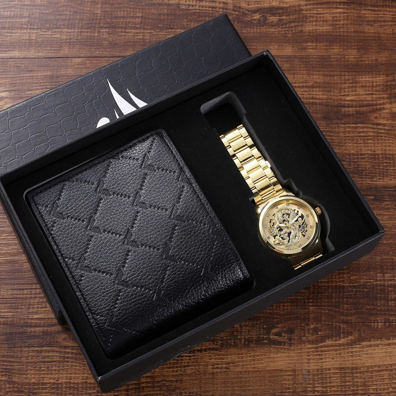 Men's Luxury Watch Gift Set Pen Wallet Quartz Watch