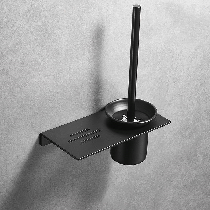 Nordic Black Space Aluminum Punch-free Toilet Toilet Toilet Brush Set Bathroom Rack Wall-mounted Wall-mounted