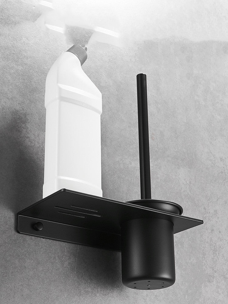 Nordic Black Space Aluminum Punch-free Toilet Toilet Toilet Brush Set Bathroom Rack Wall-mounted Wall-mounted
