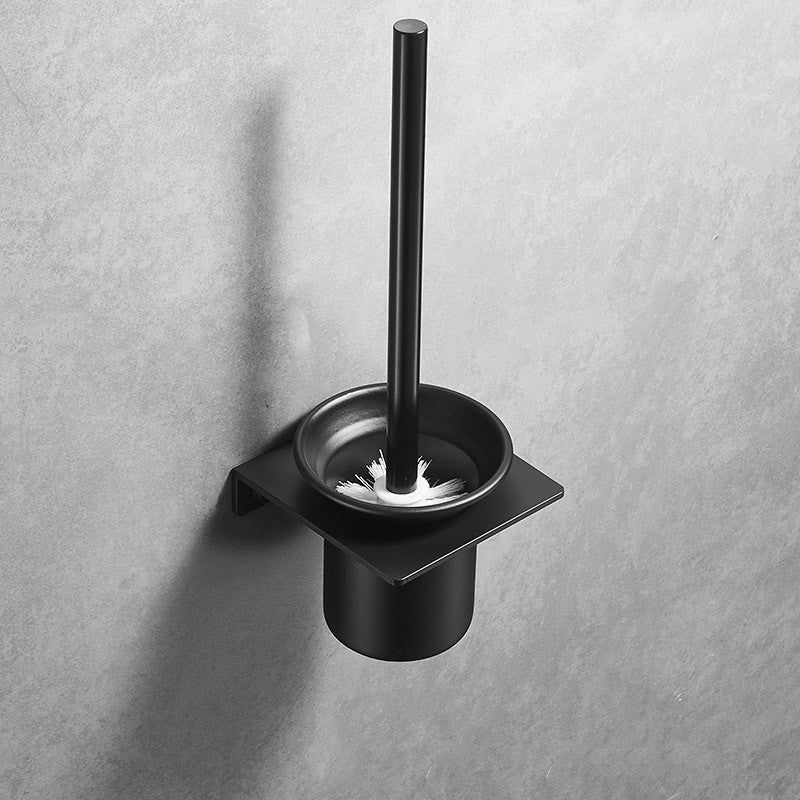Nordic Black Space Aluminum Punch-free Toilet Toilet Toilet Brush Set Bathroom Rack Wall-mounted Wall-mounted