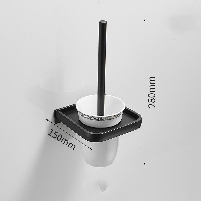 Nordic Black Space Aluminum Punch-free Toilet Toilet Toilet Brush Set Bathroom Rack Wall-mounted Wall-mounted