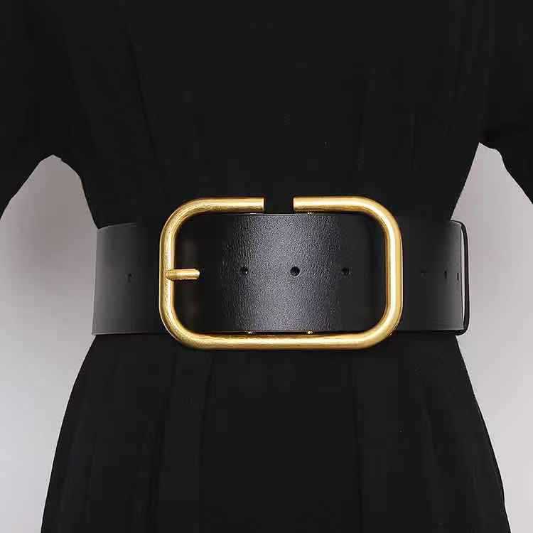 Ceinture large en cuir de vachette, décoration de jupe, ceinture de coupe-vent