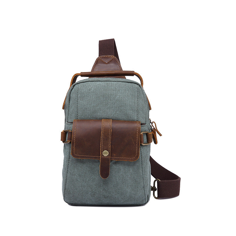Sac de poitrine pour hommes en toile sac à bandoulière sac rétro pour hommes