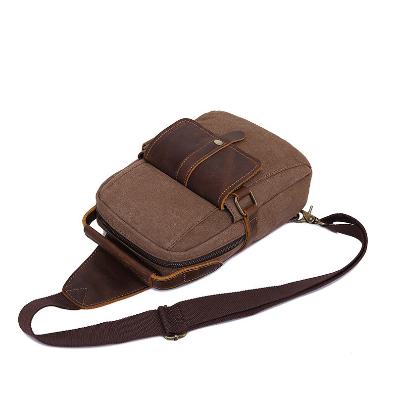 Sac de poitrine pour hommes en toile sac à bandoulière sac rétro pour hommes