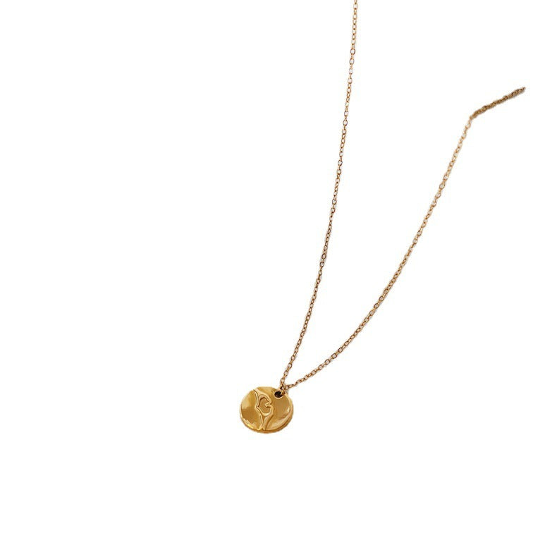 Hand In Hand Round Medal Pendant Necklace