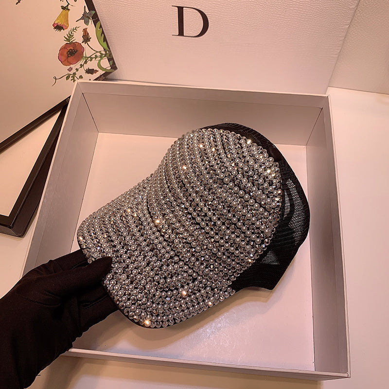 Fashion Rhinestone Pearl Casual Cap
