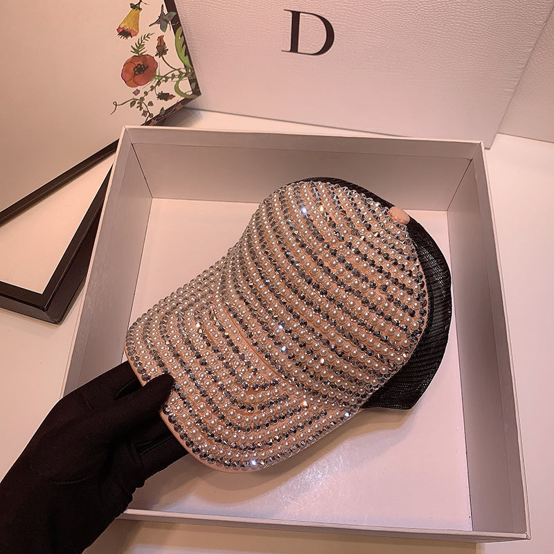 Fashion Rhinestone Pearl Casual Cap