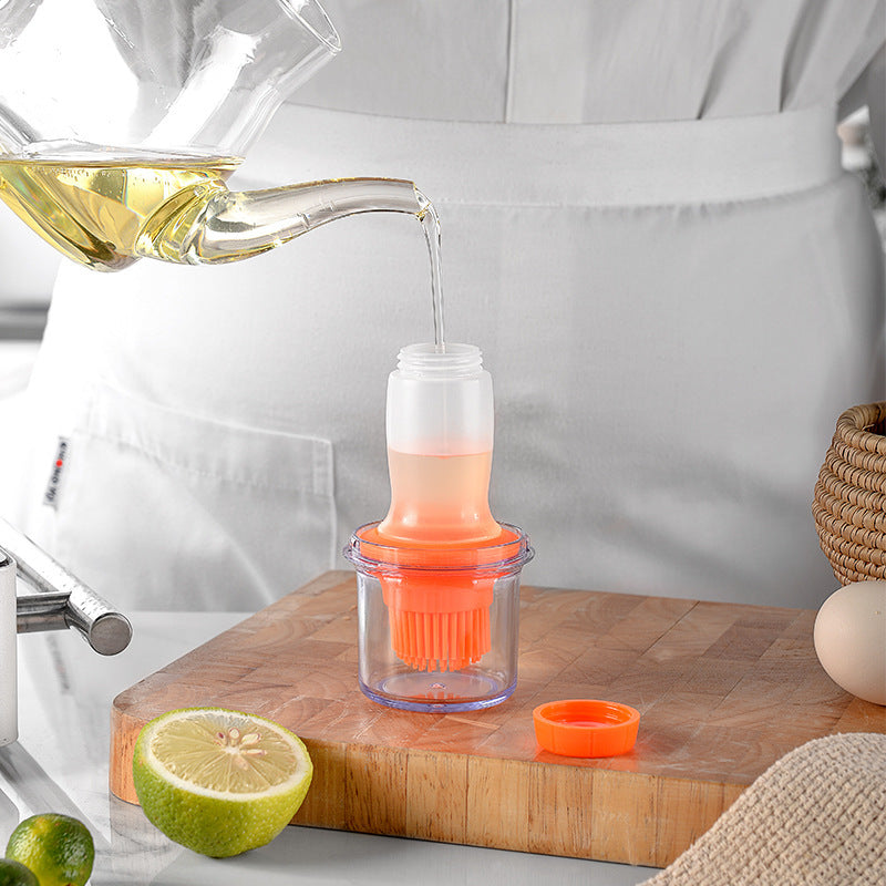 Silicone Oil Bottle Brush With Lid Temperature Resistant Barbecue Oil Brush