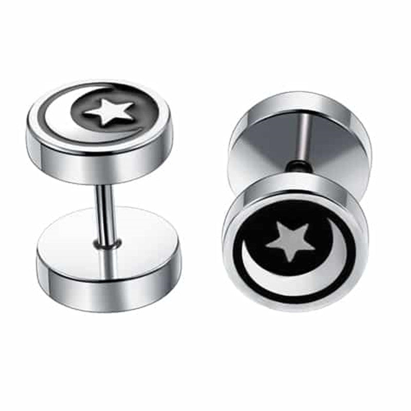 Titanium Steel Barbell Men's Earrings Fashion Dumbbell Earrings