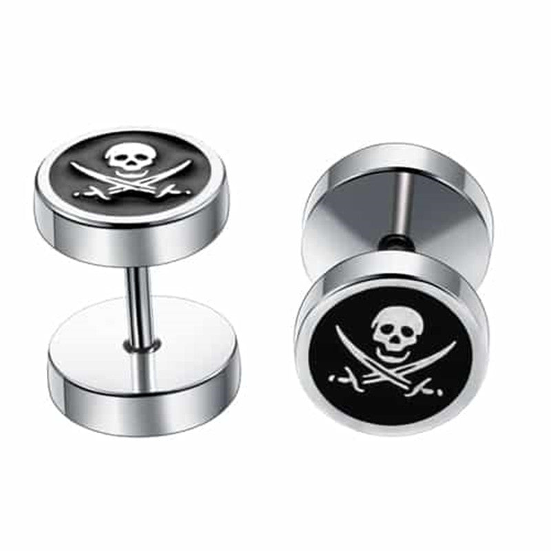 Titanium Steel Barbell Men's Earrings Fashion Dumbbell Earrings