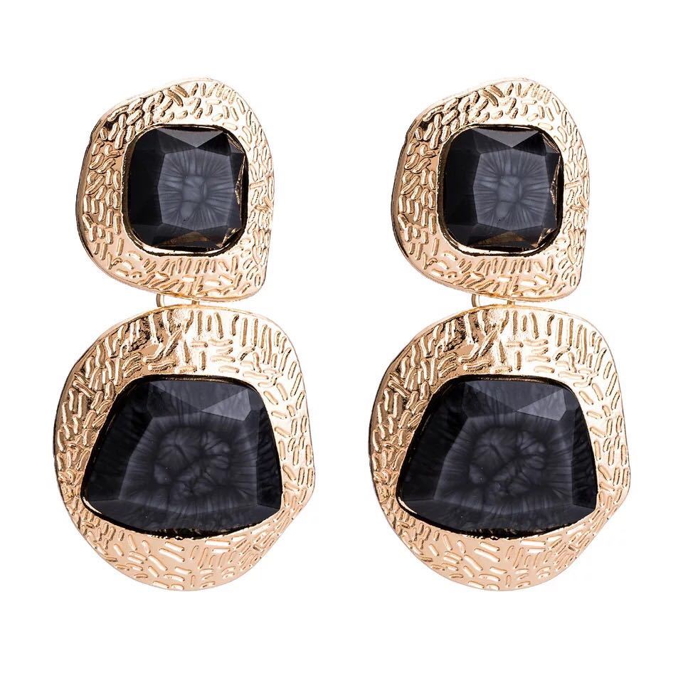 Artificial Gemstone Gold Earrings Female Retro Autumn Earrings