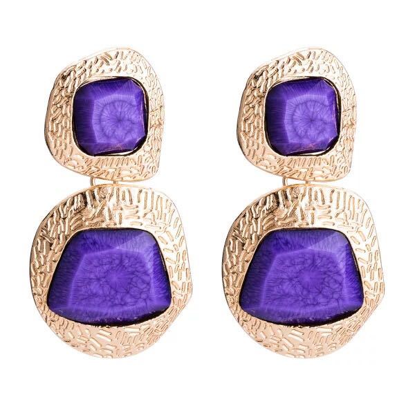 Artificial Gemstone Gold Earrings Female Retro Autumn Earrings