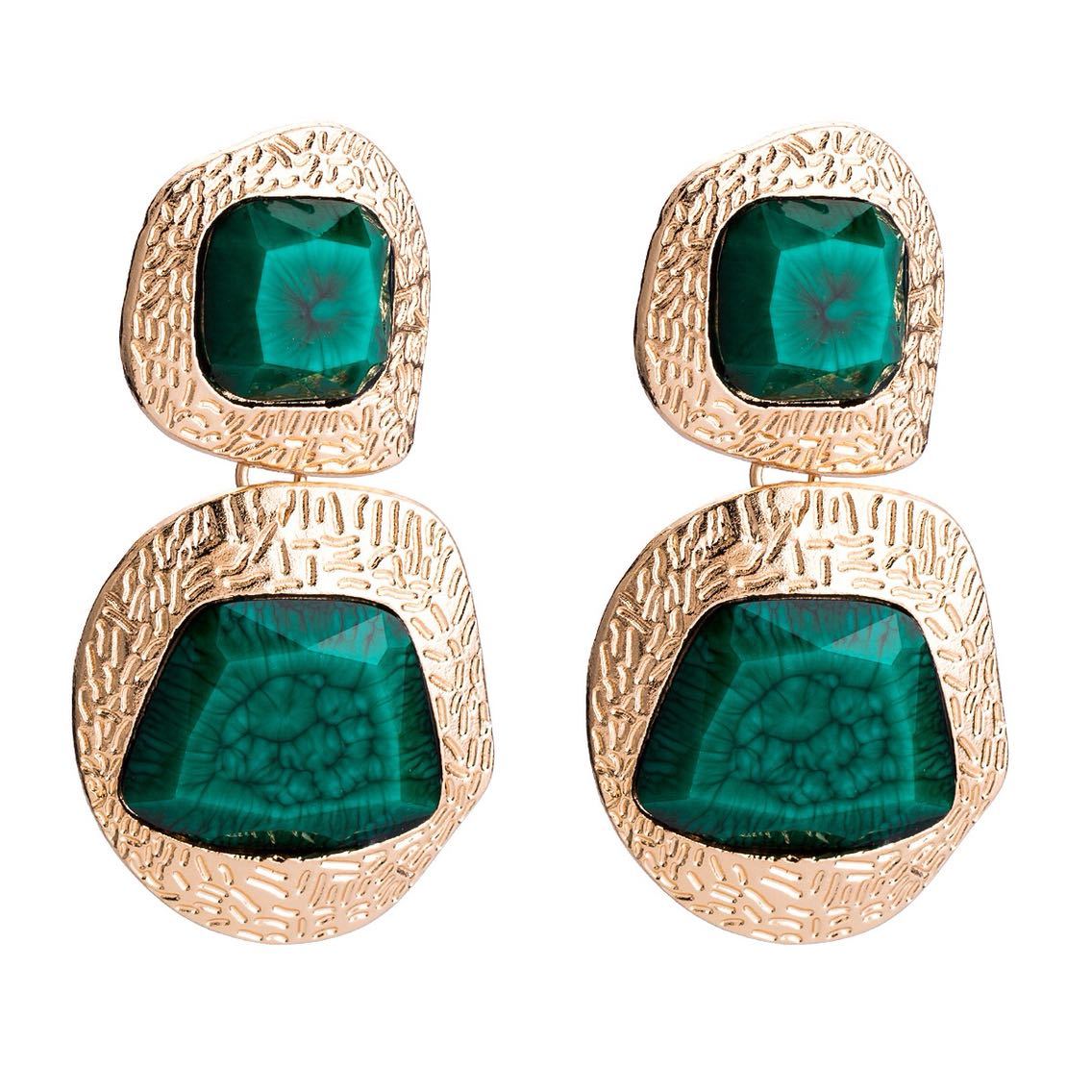 Artificial Gemstone Gold Earrings Female Retro Autumn Earrings
