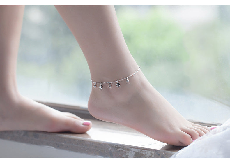 Bracelet de cheville trèfle à quatre feuilles en argent sterling