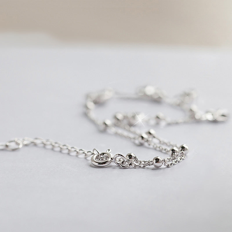 Bracelet de cheville trèfle à quatre feuilles en argent sterling
