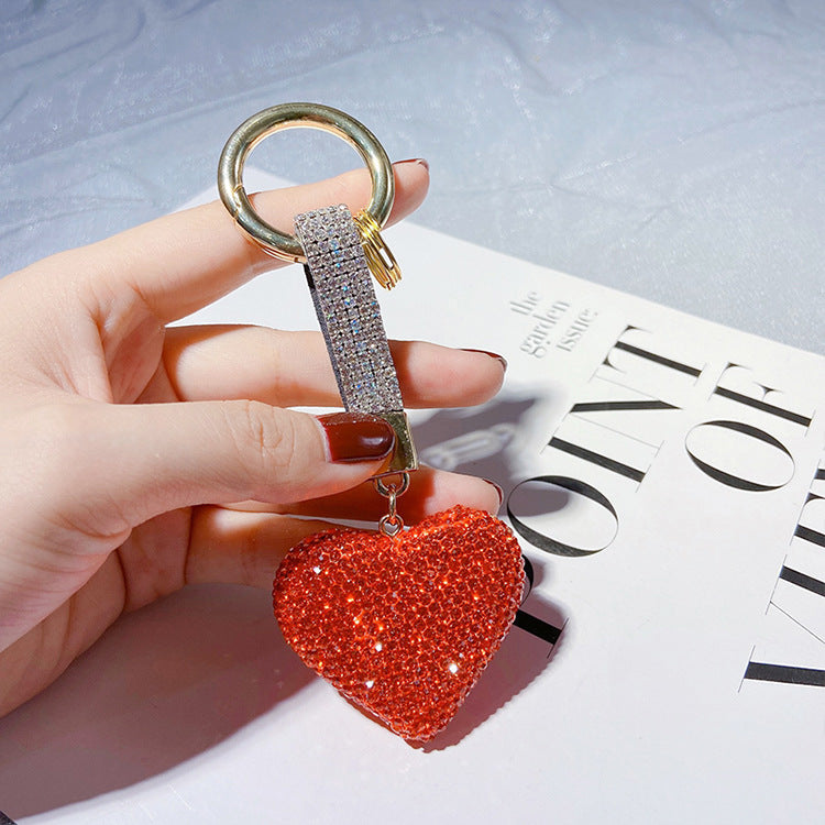 Full diamond peach heart keychain