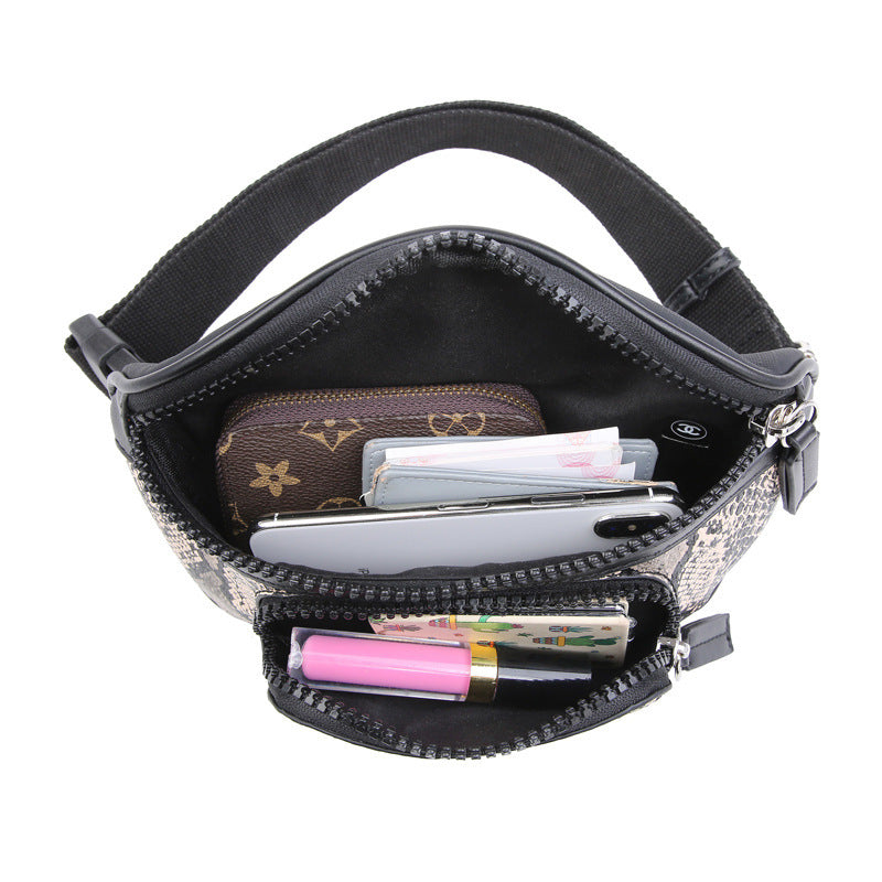 Snake print fashion belt bag