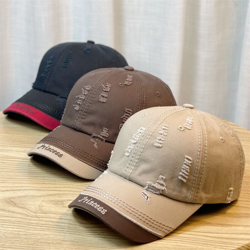 Double-stitching Shabby Embroidered Letter Baseball Cap