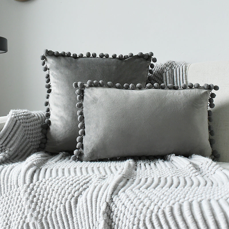 Fur ball velvet sofa cushion pillowcase