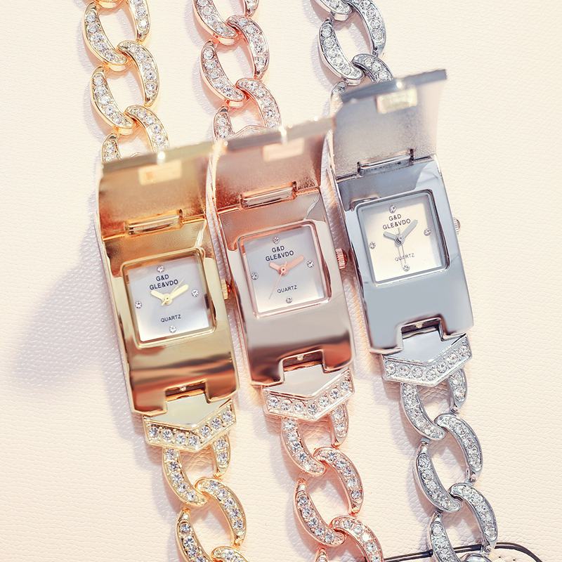 Ladies Bracelet Watch with Full Diamond Flip Cover