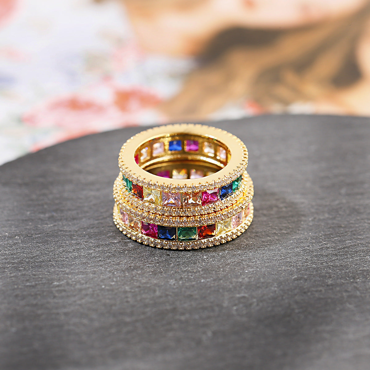 All-match color crystal ring