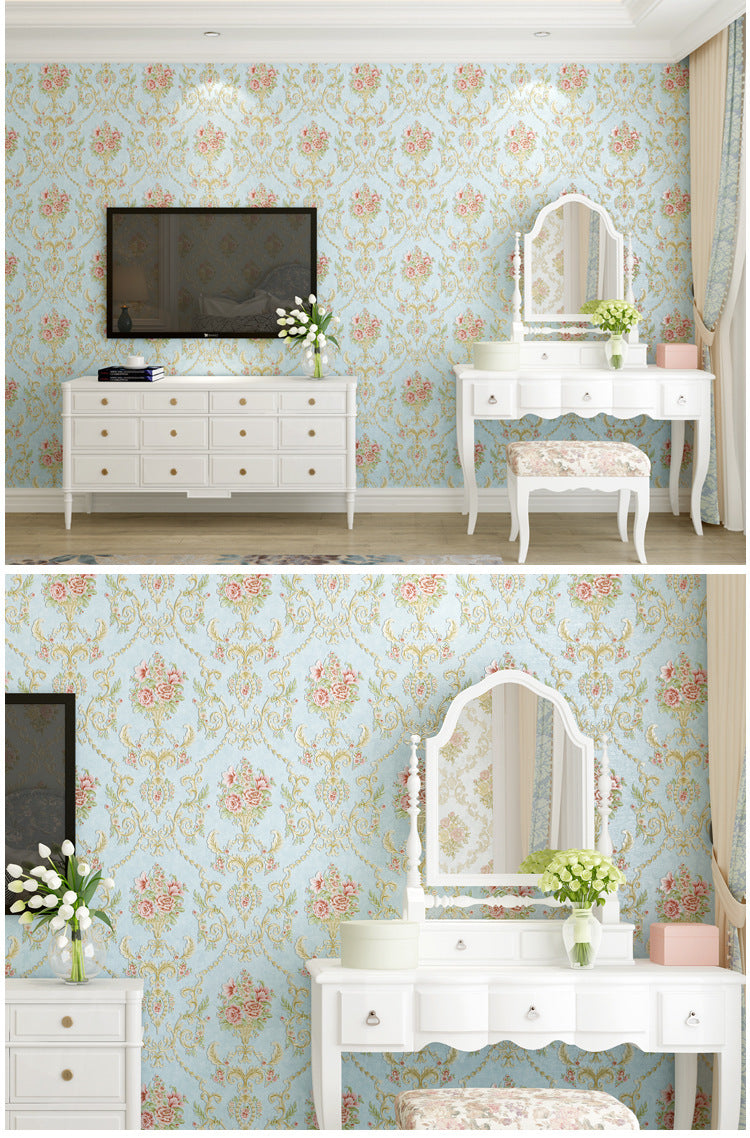 European Damascus 3D Stereo Wallpaper Bedroom Living Room TV Background Wallpaper