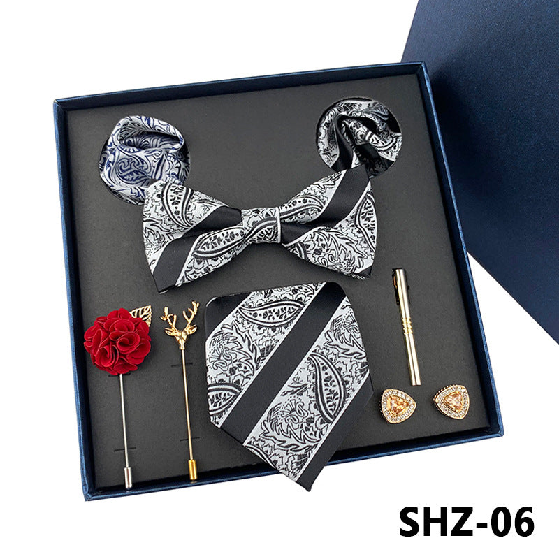 Men's Fashion Simple Pocket Scarf Brooch Tie Set
